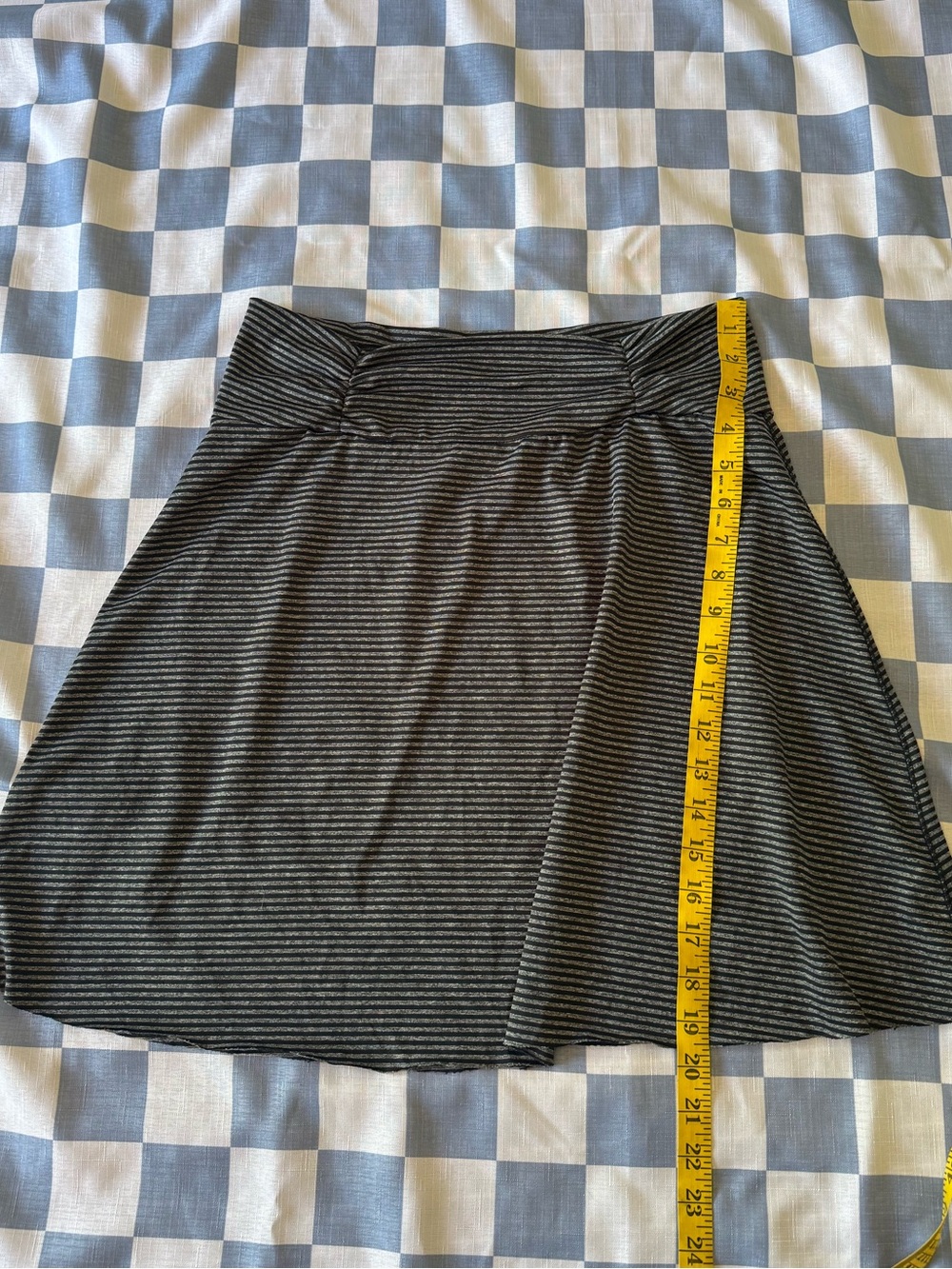 Striped Black & Gray Circle Skirt with High Waist